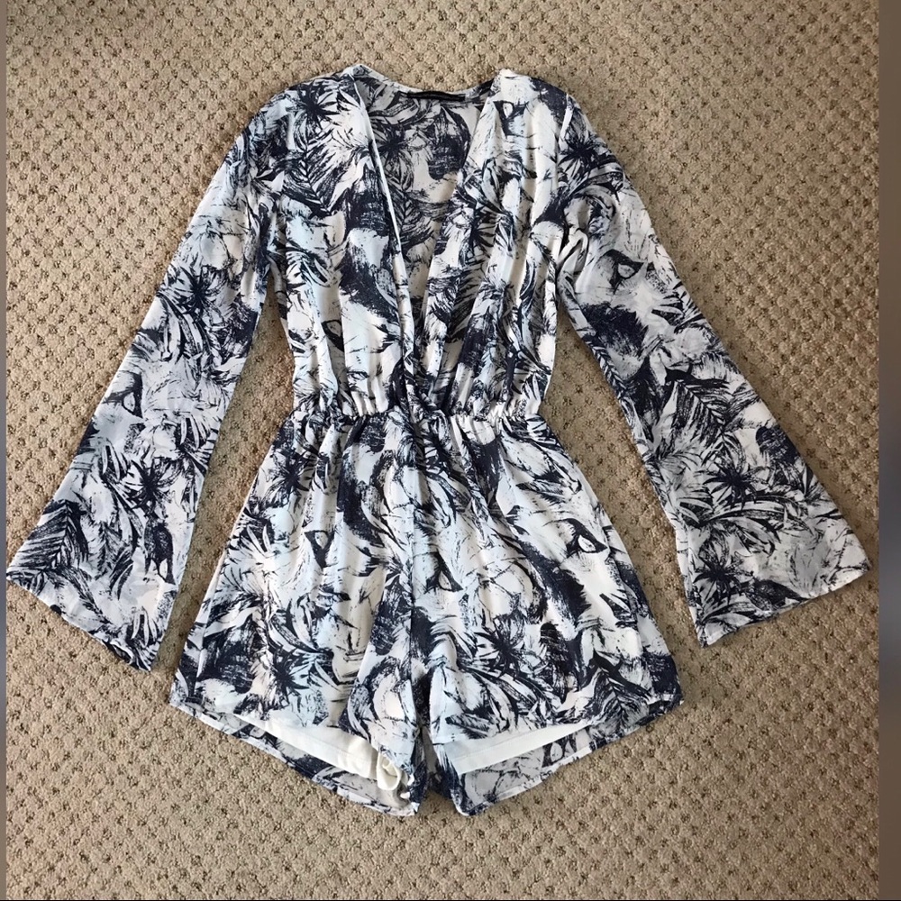 Loose fitted blue n white summer romper!